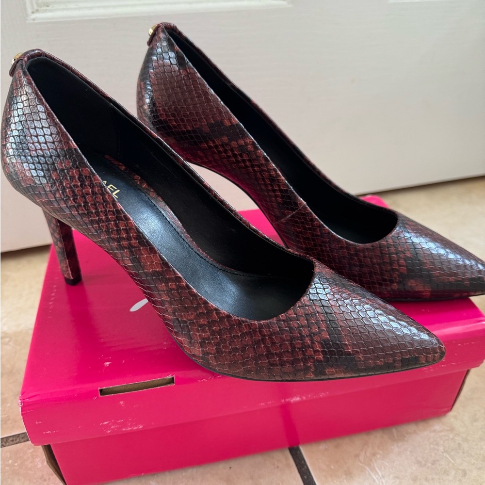 Michael Kors Maroon and Black Snakeprint Heels